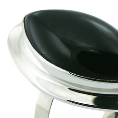 Marquise shaped black agate silver ring 3