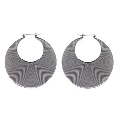 Artisanry hand soldered wirework round hoop design sterling silver earrings