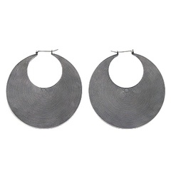 Exquisite antiqued 50 mm round ornamented soldered hoops silver earrings by BeYindi