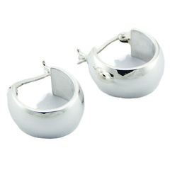 U-shaped bright polished sterling silver convexed hoop earrings