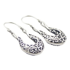 Ajoure silver flower pattern earrings 