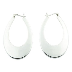 Classic stunning ovate tapered hoop sterling silver earrings