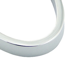 Oval open shiny silver hoop earrings 2