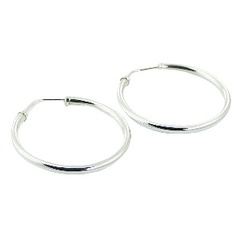 Endless wire silver 40 mm hoop earrings 