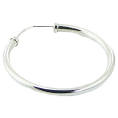 Endless wire silver 40 mm hoop earrings 2