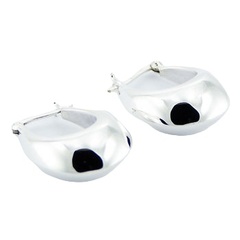 U-shaped puffed hoops silver earrings 