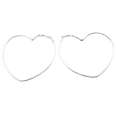 Generous size romantic heart shaped hoops sterling silver earrings