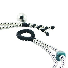 Double Macrame Bracelet Silver, Glass and Turquoise Beads 3