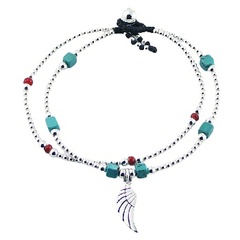 Double Macrame Bracelet Silver, Glass and Turquoise Beads by BeYindi