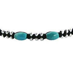 Turquoise Gemstones & Silver Circle Beads Macrame Bracelet 2
