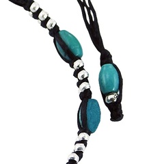 Turquoise Gemstones & Silver Circle Beads Macrame Bracelet 3
