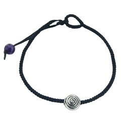 Tibetan Silver Spiral Bead & Amethyst Sphere Macrame Bracelet