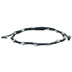 Antiqued Silver Bicone Beads Handcrafted Macrame Bracelet 