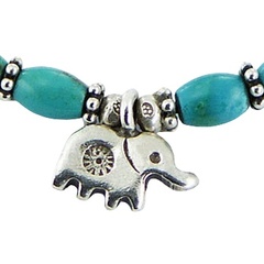 Turquoise Silver Flower and Elephant Macrame Bracelet 2