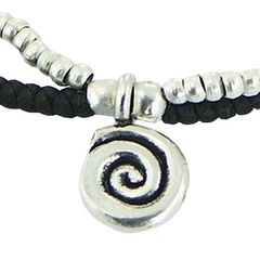 Antiqued Silver Spiral Charms & Circle Beads Macrame Bracelet 2