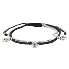Antiqued Silver Spiral Charms & Circle Beads Macrame Bracelet 