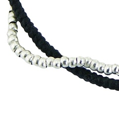 Ornate Silver Heart Charm & Small Beads In Macrame Bracelet 3