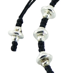 Macrame Waxed Cotton Bracelet Silver Donut & Sphere Beads 3