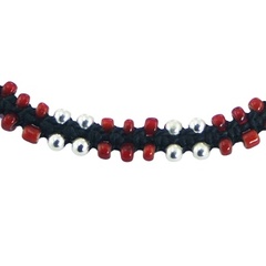 925 Silver & Red Glass Round Beads Lush Macrame Bracelet 2