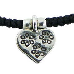 Macrame Bracelet Sterling Silver Floral Heart & Round Beads 2