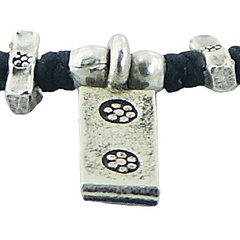 Floral Silver Rectangle Charm & Beads Macrame Bracelet 2