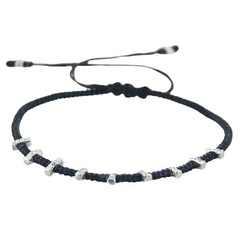Macrame Bracelet Antiqued Karen Silver Design Rectangle Beads 