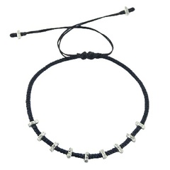 Macrame Bracelet Antiqued Karen Silver Design Rectangle Beads