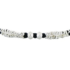 Original Macrame Bracelet Silver Cuboid & Round Beads 2