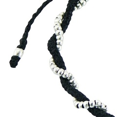 Wavy Macrame Bracelet Silver Flower Cluster & Circle Beads 3
