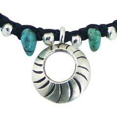 Modern Silver Charm Beads & Turquoise Macrame Bracelet 2