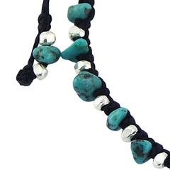 Modern Silver Charm Beads & Turquoise Macrame Bracelet 3