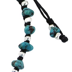 Turquoise Gemstones Silver Charm & Beads Macrame Bracelet 3