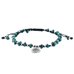 Turquoise Gemstones Silver Charm & Beads Macrame Bracelet 2