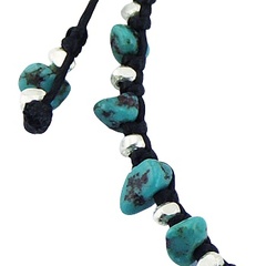 Turquoise Gemstones Silver Star & Beads Macrame Bracelet 3