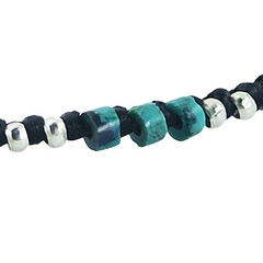 Silver Wire Flower, Turquoise & Silver Beads In Macrame Bracelet 3