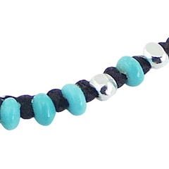 Turquoise Macrame Bracelet Silver Cross & Beads 3