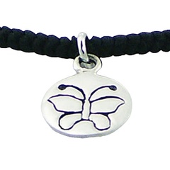 Silver Charm With Butterfly Stamped In Macrame Bracelet 2