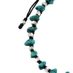 Turquoise Gemstones & Silver Cuboid Beads Macrame Bracelet 3