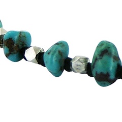 Turquoise Gemstones & Silver Cuboid Beads Macrame Bracelet 2