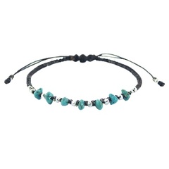 Macrame Bracelet Mixed Shapes Turquoise & Silver Beads 