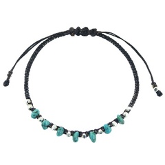 Macrame Bracelet Mixed Shapes Turquoise & Silver Beads
