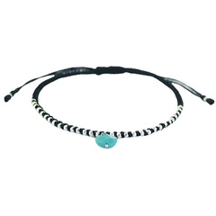 Macrame Bracelet Multiple Silver Beads & Faceted Turquoise Heart 