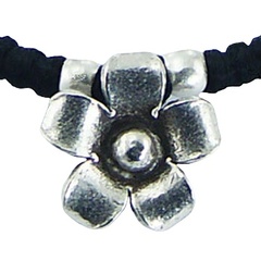 Antiqued Silver Flower Charm & Beads Simple Macrame Bracelet 2