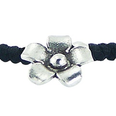 Antiqued Silver Flower Charm & Beads Simple Macrame Bracelet 3