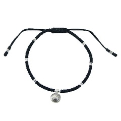 Macrame Bracelet Tibetan Silver Twirl Charm & Floral Beads by BeYindi