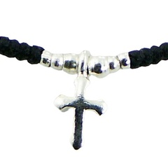 Macrame Bracelet 925 Silver Cross Charm & Spherical Beads 2