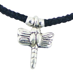 Antiqued Silver Dragonfly & Spherical Beads Macrame Bracelet 2