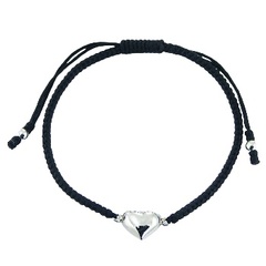 Simple Macrame Bracelet With Plain Silver Heart & Sphere Beads