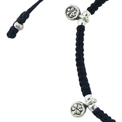 Macrame Bracelet Small Floral Sterling Silver Charms & Spheres 3