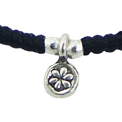 Macrame Bracelet Small Floral Sterling Silver Charms & Spheres 2